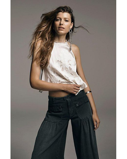 Free People White Faye Satin Top