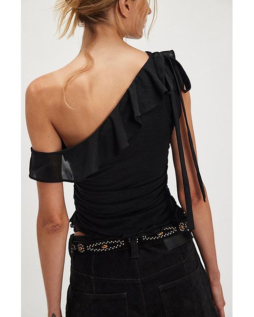 Free People Black Isla Off-The-Shoulder Ruched Sleeveless Top