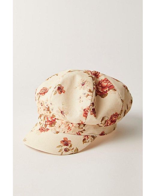 Free People Brown Floral Cabbie Cadet Cap