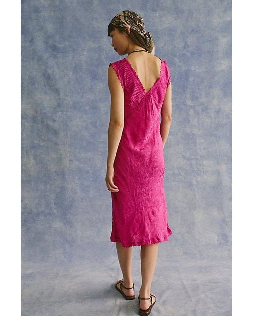 Intimately By Free People Pink Me With You Satin Midi Slip Dress By