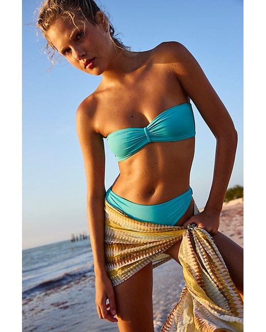 Toast Orange Signature Cinch Bandeau Bikini Top