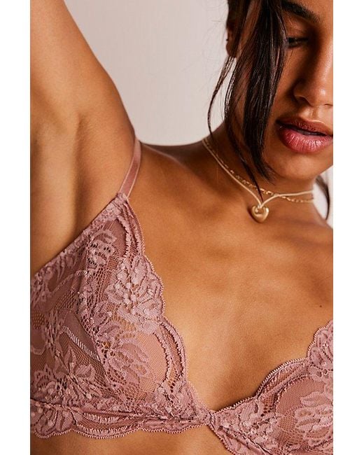 Intimately By Free People Brown Last Dance Lace Triangle Bralette