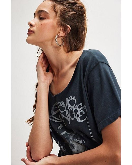 Daydreamer Blue Stevie Bella Donna Off-The-Shoulder Tee By