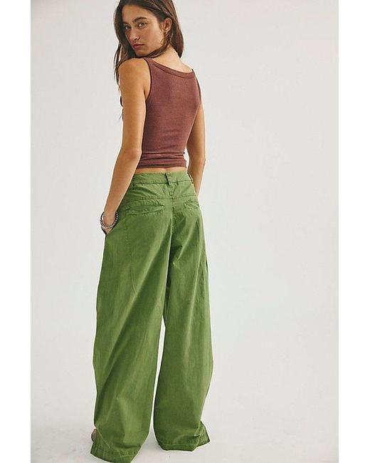 Free People Green Stand Up Barrel Chino Pants