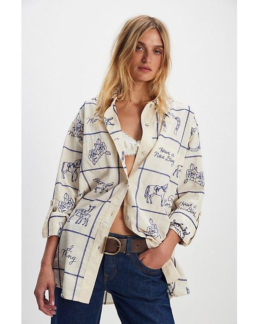 Free People Blue We The Free Have A Nice Day Top