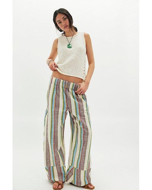 Free People Multicolor Day's End Linen Striped Pull-On Pants