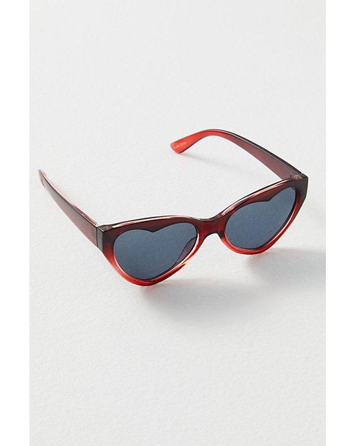 Free People Brown Lore Recycled Heart Cat Eye Sunnies
