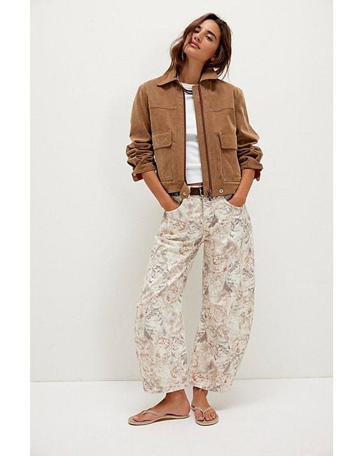 Free People Multicolor We The Free Good Luck Printed Barrel Jeans