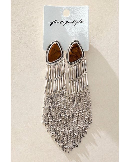 Free People Brown Talk Sweet Fringe Dangles