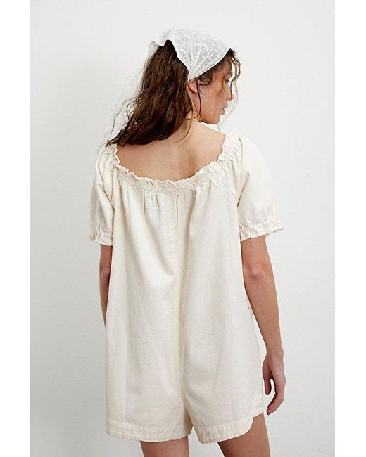 Free People White Daisy Denim Babydoll Romper
