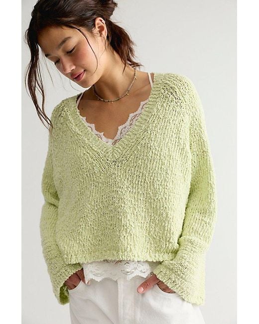 Free People Green Heartland Cotton Pullover