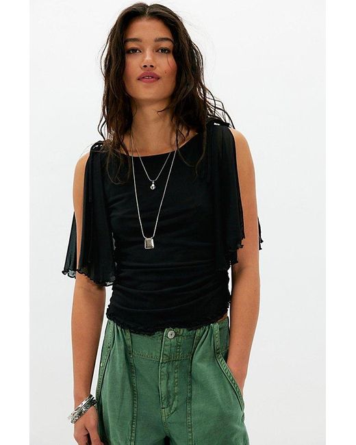 Free People Black Bella Knit Top