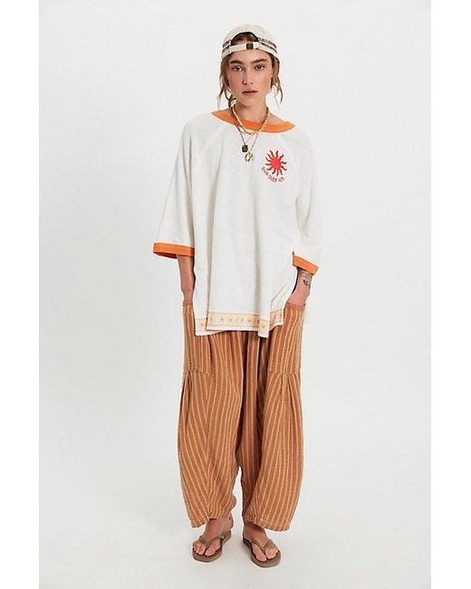Free People White Giulia Embroidered Ringer Tee
