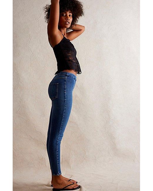 Free People Blue Crvy Infinite Stretch Pull-on Skinny Jeans