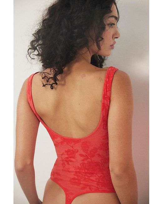 Intimately By Free People Red Send Love Seamless Bodysuit