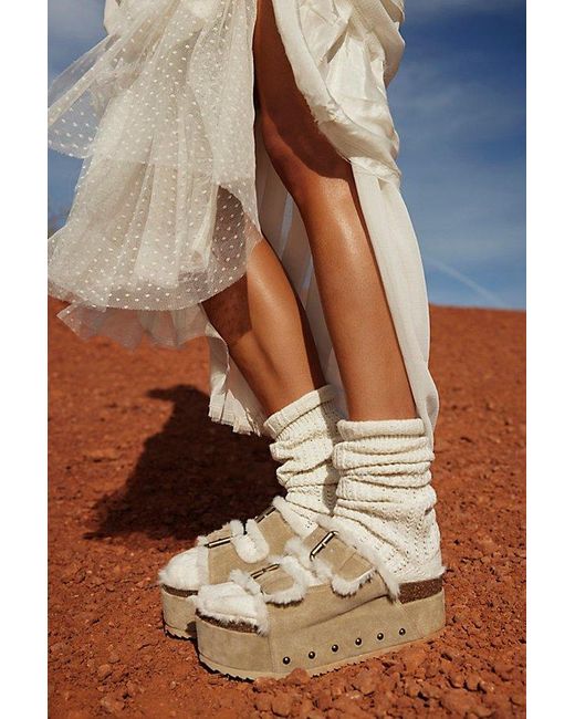 INTENTIONALLY ______ Brown Rule Breaker Sherpa Flatform Sandals