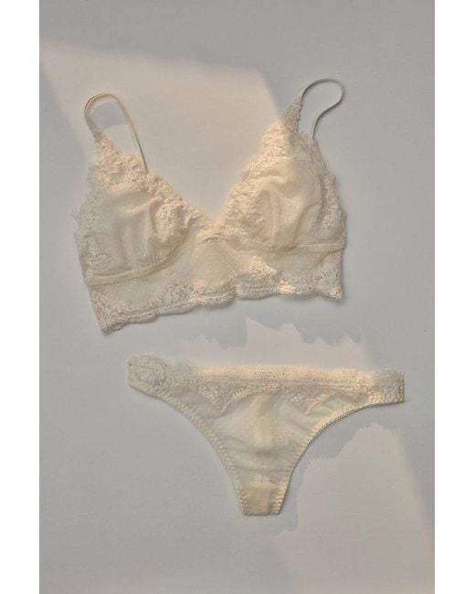 Intimately By Free People Natural Fiona Mesh Longline V-Neck Triangle Bralette By