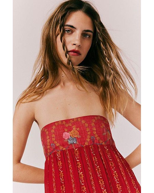 Free People Red Last Dance Printed Maxi Dress