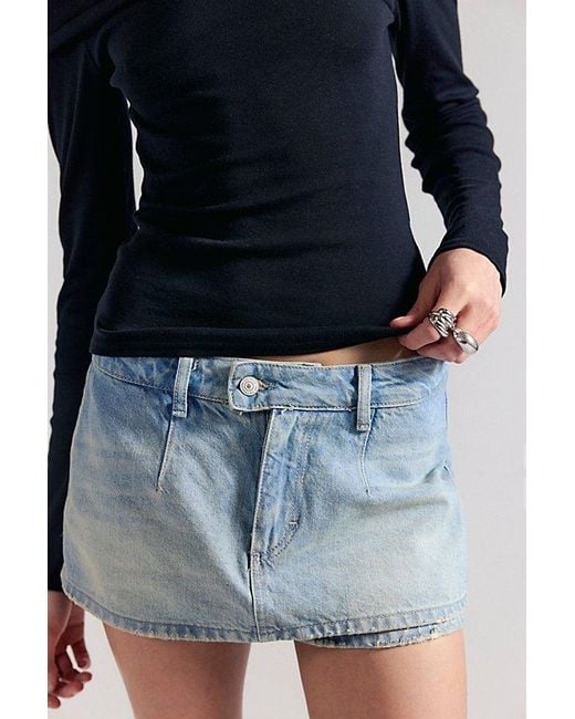 Free People Blue We The Free Gallivanting Peekaboo Skort