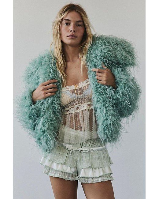 Free People Green Moonlight Faux Fur Jacket