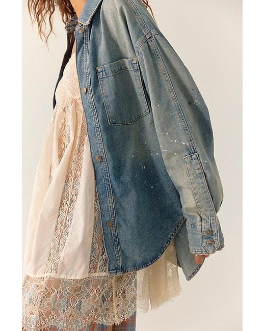 Free People Multicolor Rally Cocoon Button Down Top