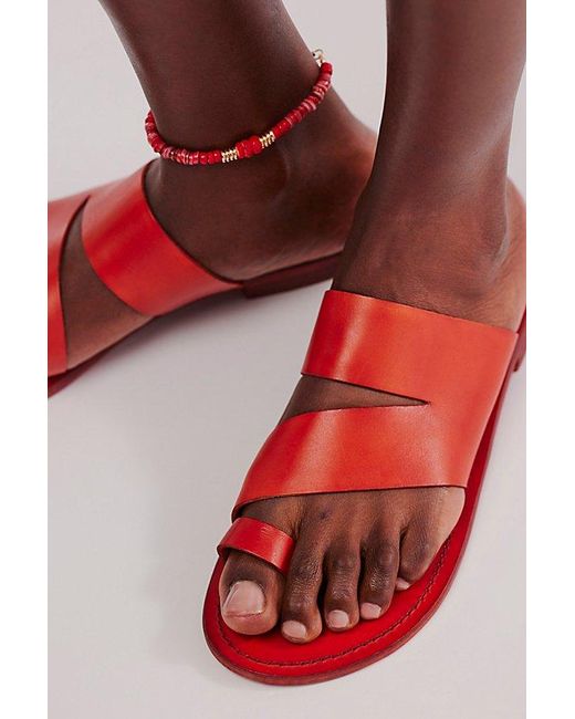 Free People Red Abilene Toe Loop Sandals
