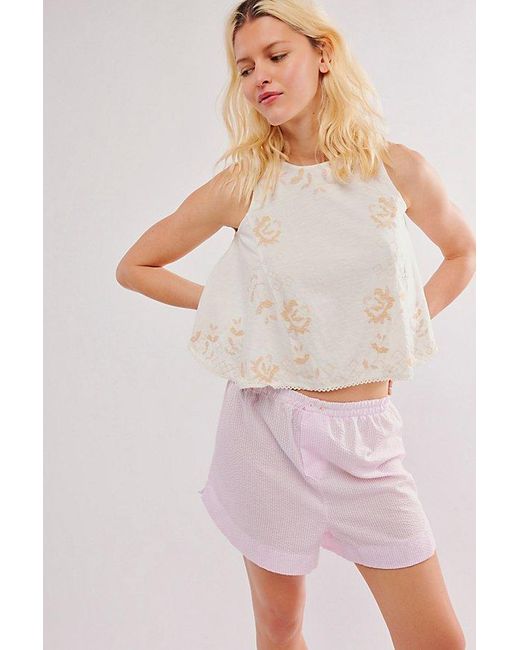 Free People White Fun And Flirty Embroidered Top