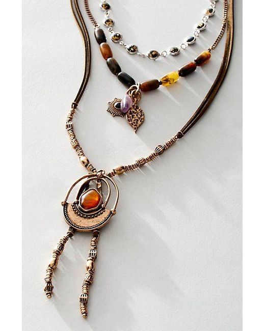 Free People Brown Tennessee Layered Necklace At In Gold