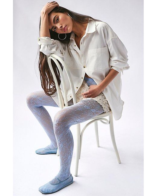 Free People White Rosa Lace Tights