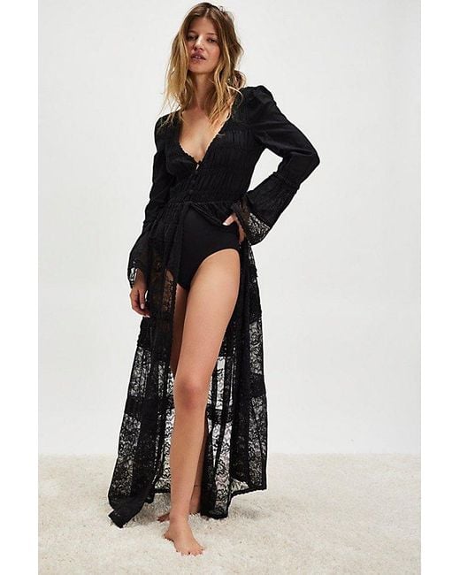 Intimately By Free People Black Sweet Saloon Maxi Bodysuit
