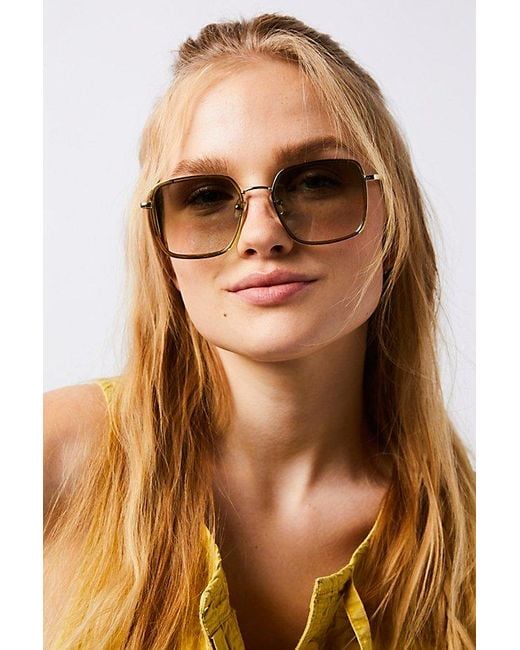 Free People Blue Beau Square Sunglasses At In Jasmine Oolong