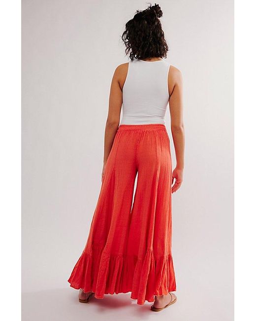 Free People Red Summer Kiss Godet Pants