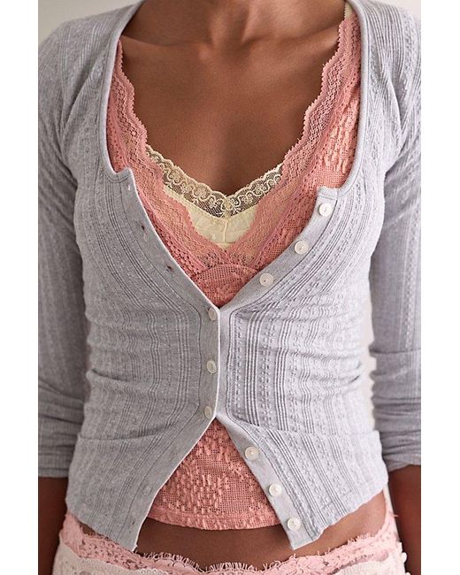 Intimately By Free People Gray So Soft Pointelle Cardi By
