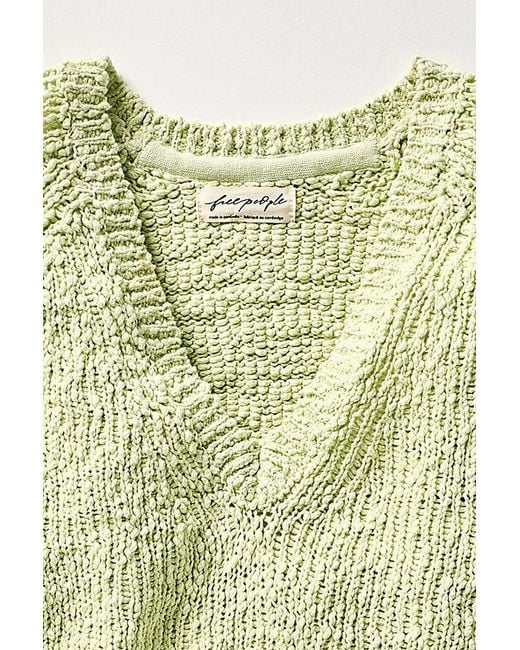 Free People Green Heartland Cotton Pullover