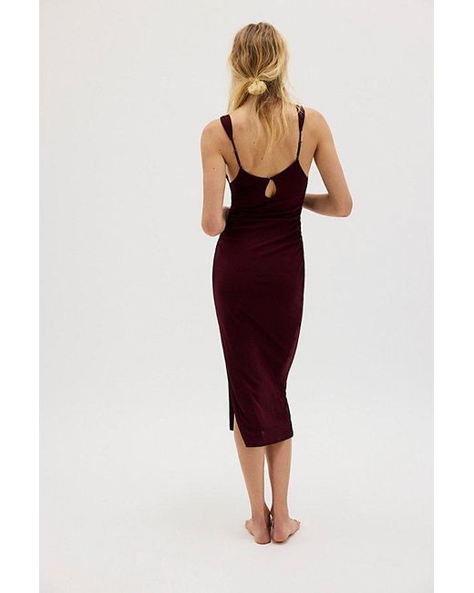 Intimately By Free People Red Long Live Mesh Midi Slip