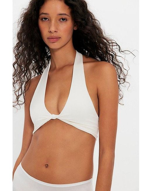 Intimately By Free People White Round Two Twisted Halter Bralette By