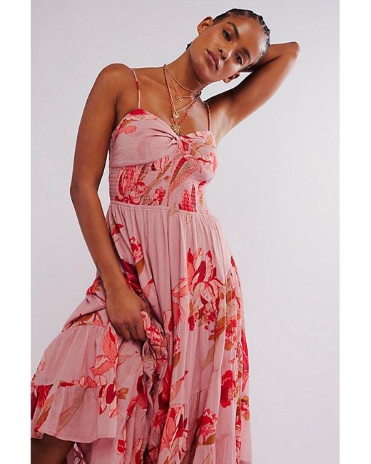 Free People Red Sundrenched Printed Maxi Dress