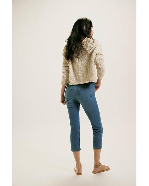 Free People Blue Knockout Mid-rise Crop Jeans At Free People In Echo, Size: Xs