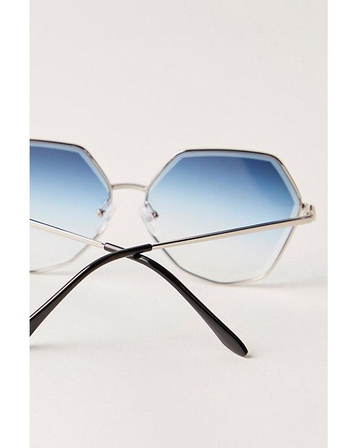 Free People Blue Jolene Oversized Round Sunglasses