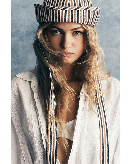 Free People Black Striped Sailor Bucket Hat