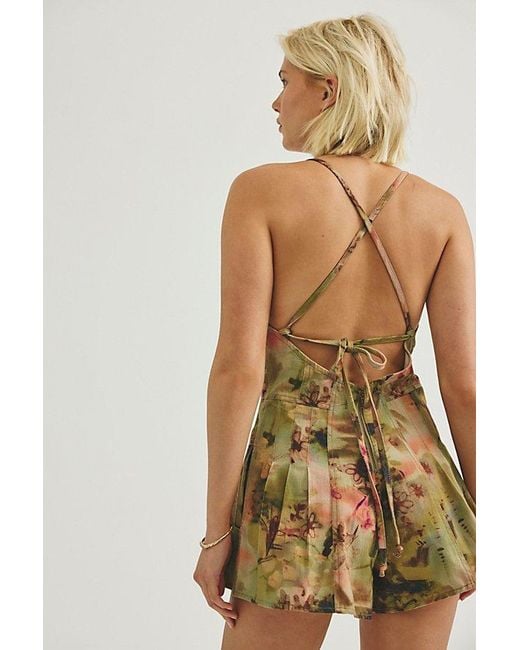 Free People Green We The Free Nostalgia Ultra Printed Shortalls