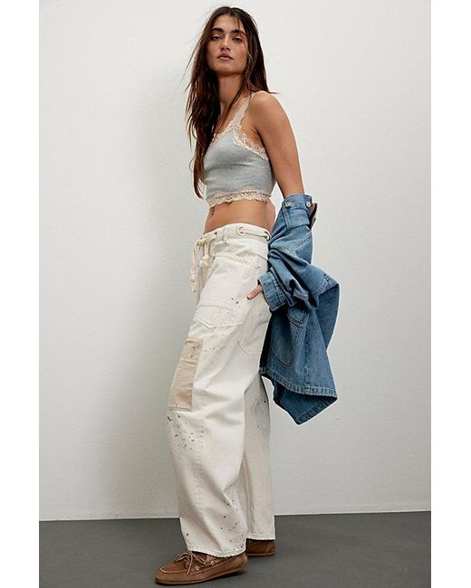 Free People Natural Moxie Pull-on Barrel Jeans At Free People In White, Size: 27