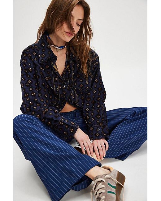 Free People Blue Millie Printed Top