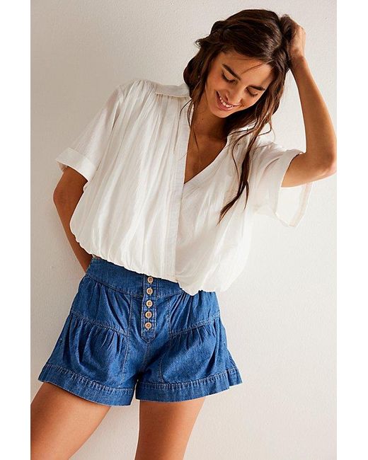 Free People Blue Benny Shirt At Free People In Optic White, Size: Xs