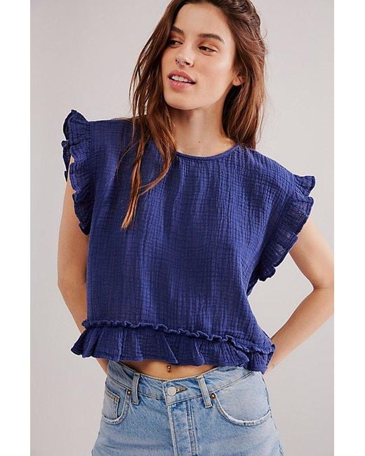 Free People Blue Fall In Love Top