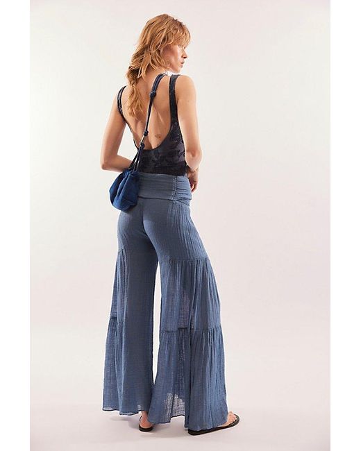 Free People Blue Fp One Good Day Wide-Leg Pants