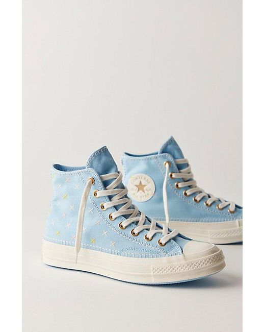 Converse Blue Chuck 70 Stitched High Top Sneakers