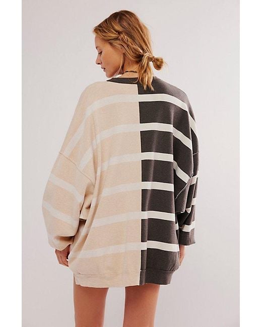 Free People Multicolor Uptown Stripe Pullover At In Black Pearl Combo, Size: Xs