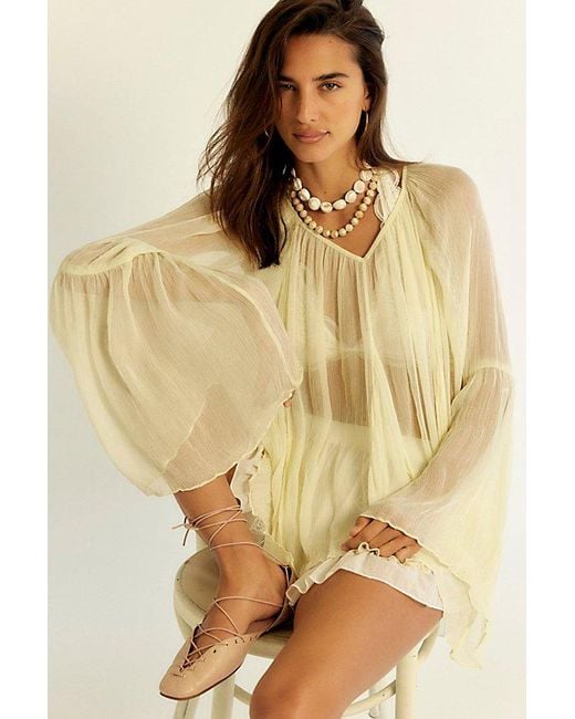 Free People Natural Margaret Chiffon Top