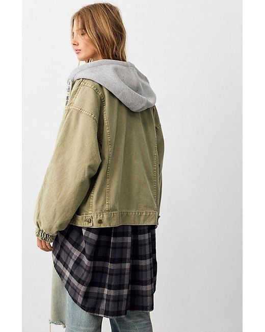 Free People Multicolor Iggy Hooded Denim Jacket